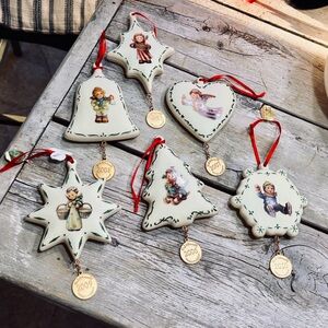 (6) M.J. Hummel Christmas Ornaments. Annual | Porcelain | Collectible | Retired